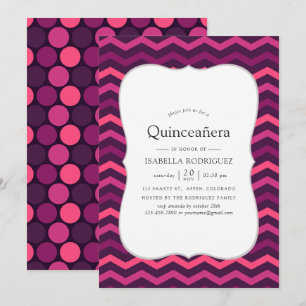 Neon effect purple and pink Quinceanera Invitation
