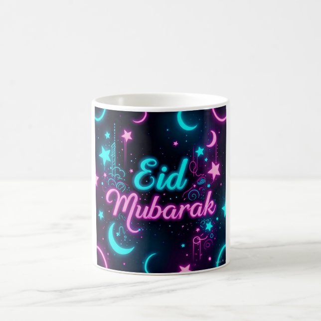 Neon Eid Mubarak Celebration  Coffee Mug (Center)