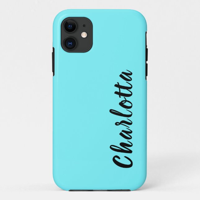 Neon Electric Blue Solid Colour Custom Personalize Case-Mate iPhone Case (Back)