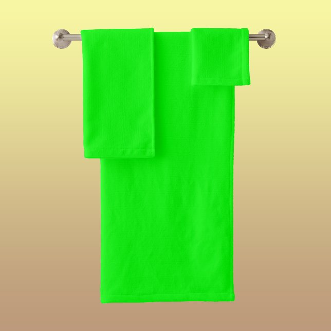 Neon Electric Green Solid Colour | Classic Bath Towel Set (Creator Uploaded)