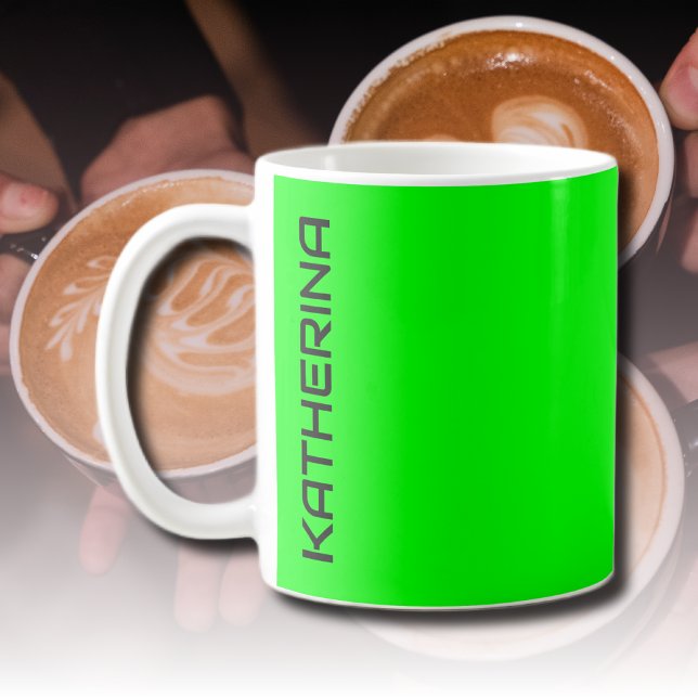 Neon Electric Green Solid Colour |  Personalized  Coffee Mug (Creator Uploaded)