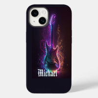 Neon Electric Guitar Music Personalized Name