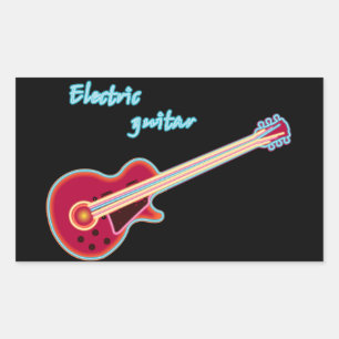 Neon Electric Guitar Retro 80s Rock Music Sticker