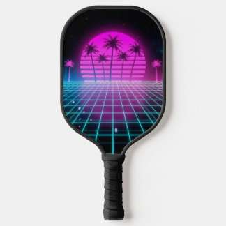 Neon Electric Palms Retro Vaporwave Custom Pickleb Pickleball Paddle