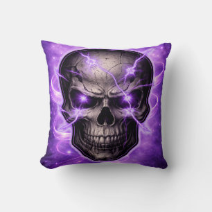 Neon Electric Skull Pillow