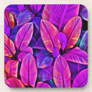 Neon Elegance Vivid Leaf Radiance Coaster