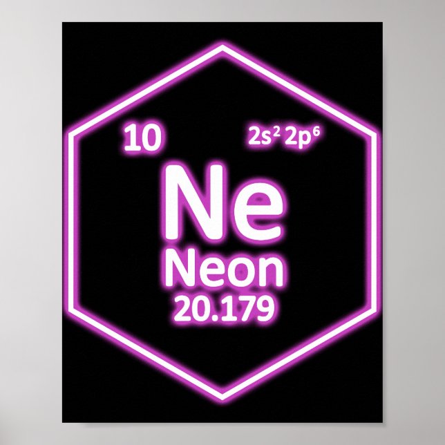 Neon Element Periodic Table Chemical Poster (Front)