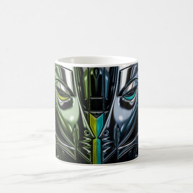 Neon Emerald Visage Coffee Mug (Center)