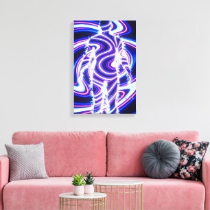 Neon Energy Human Silhouette Canvas Print