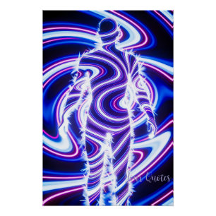 Neon Energy Human Silhouette Poster