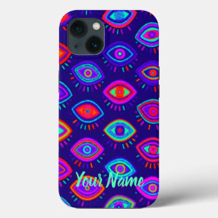 Neon Evil Eye   Indie Gothic Occult Aesthetic Pink iPhone 13 Case