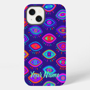 Neon Evil Eye Indie Gothic Occult Aesthetic Pink iPhone 13 Case
