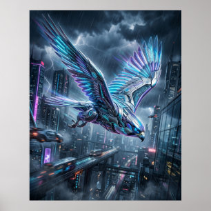 Neon Falcon Skyway Storm Poster