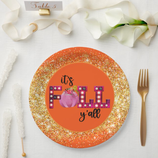 Neon Fall Autumn Customize Colour Paper Plate (Wedding)