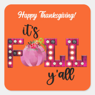 Neon Fall Autumn Customize Square Sticker