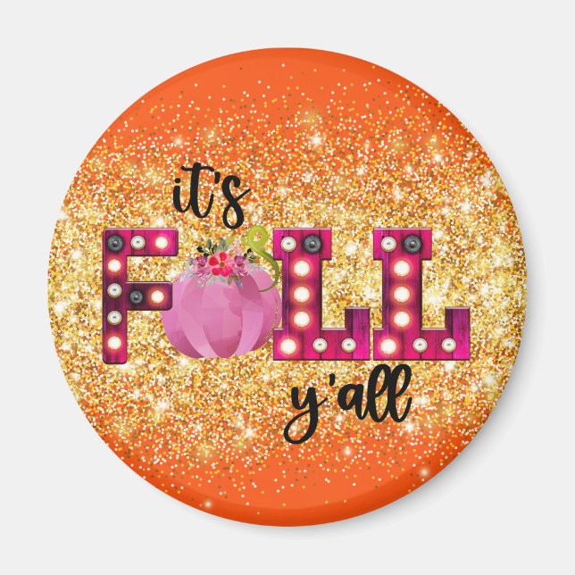 Neon Fall Autumn Customize Text and Colour Magnet (Front)