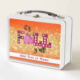 Neon Fall Autumn Customize Text and Colour Metal Lunch Box