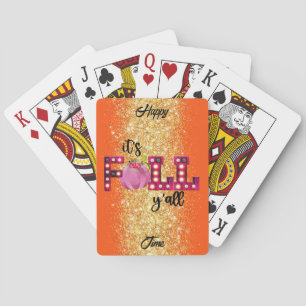 Neon Fall Autumn Customize Text and Colour Playing Cards
