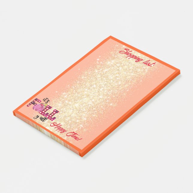 Neon Fall Autumn Customize Text and Colour Post-it Notes (Angled)