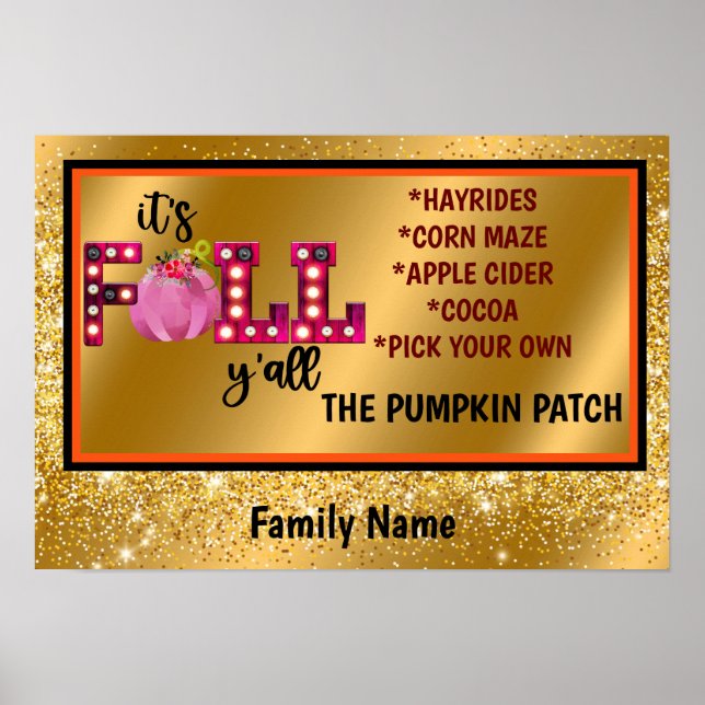 Neon Fall Autumn Customize Text and Colour Poster (Front)