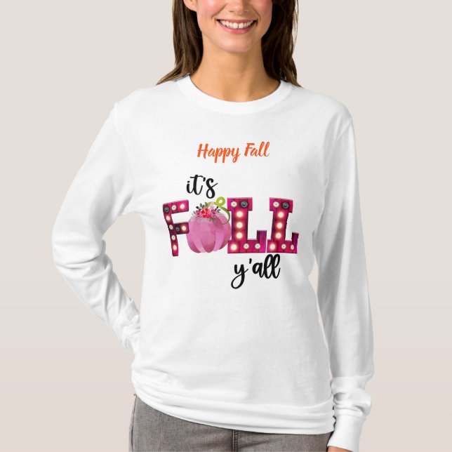 Neon Fall Autumn Customize Text T-Shirt (Front)