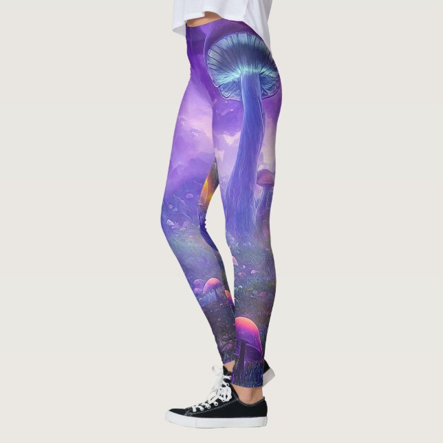 Neon Fantasy Mushrooms Leggings (Left)