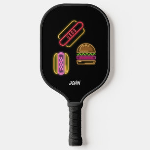 Neon Fast Food Monogram Name Vibrant Pickleball Paddle