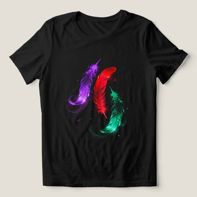 Neon Feather Glow Black Tee (Design Front)