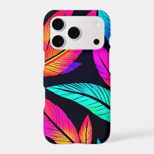 Neon Feather Motif Art Vibrant