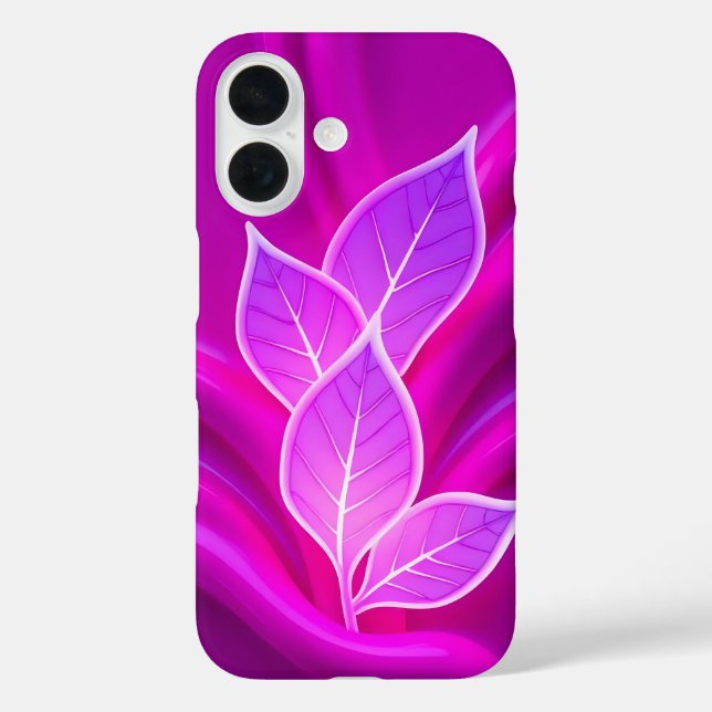 Neon Feuilles roses Coque -Mate coque iphone (Verso)