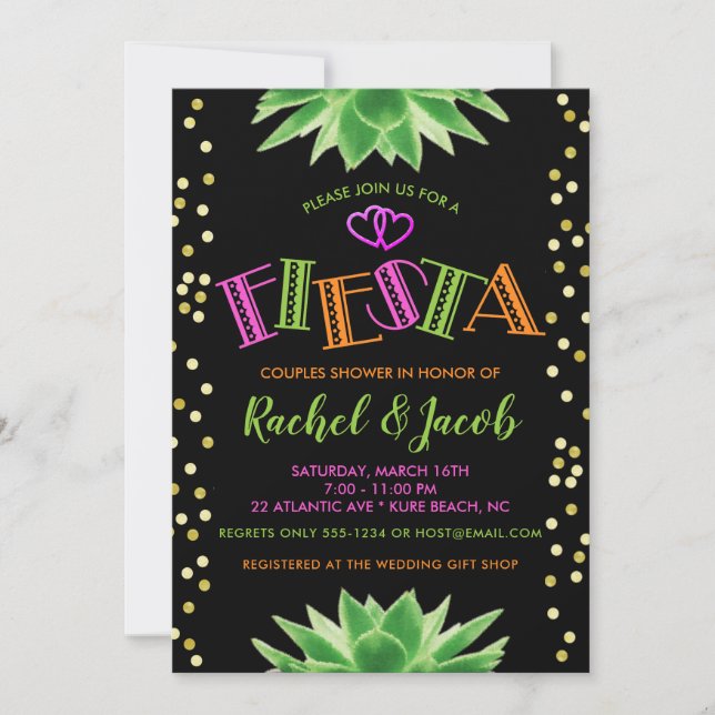 Neon Fiesta Couples Wedding Shower Invitation (Front)