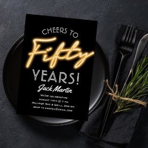 Neon Fifty Years Birthday Invitation
