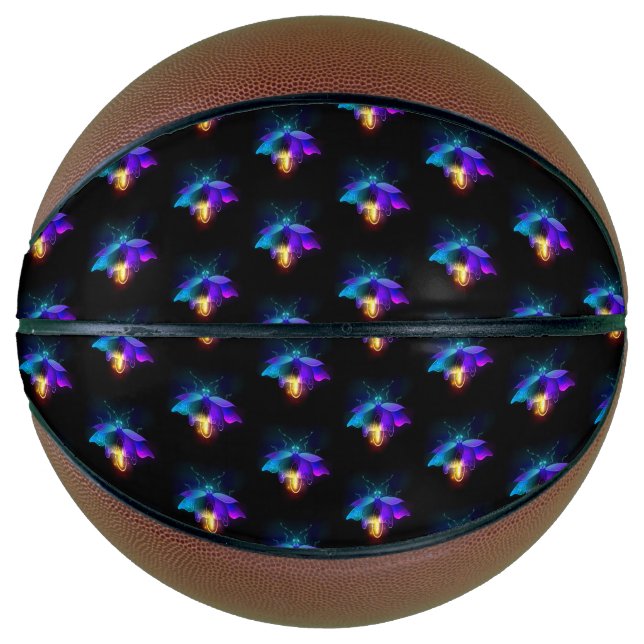 Neon Firefly on black Basketball (Front)