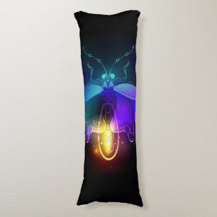 Neon Firefly on black Body Pillow