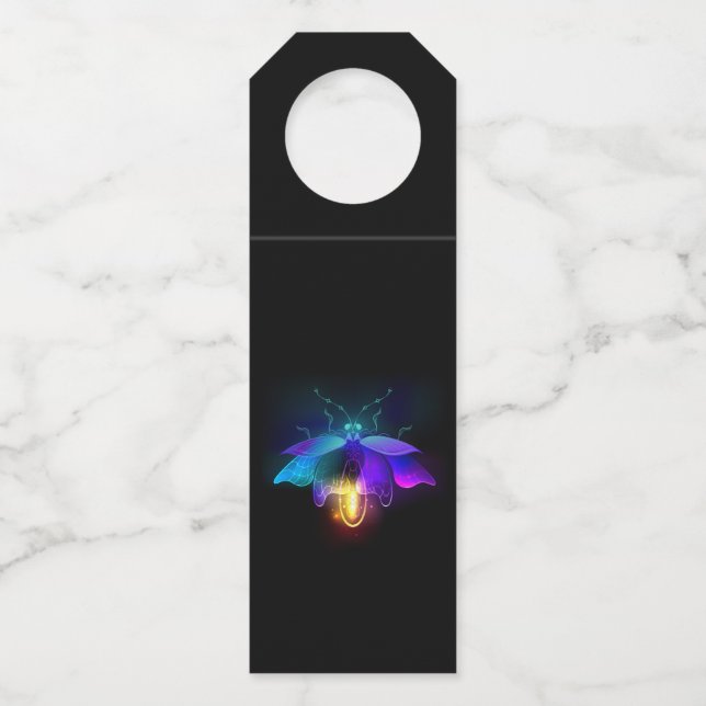 Neon Firefly on black Bottle Tag (Front)