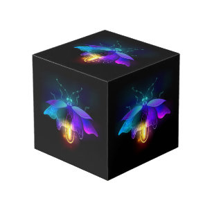 Neon Firefly on black Cube