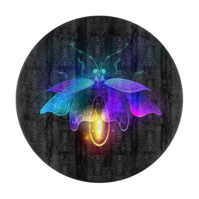 Neon Firefly on black Cutting Board (Front)