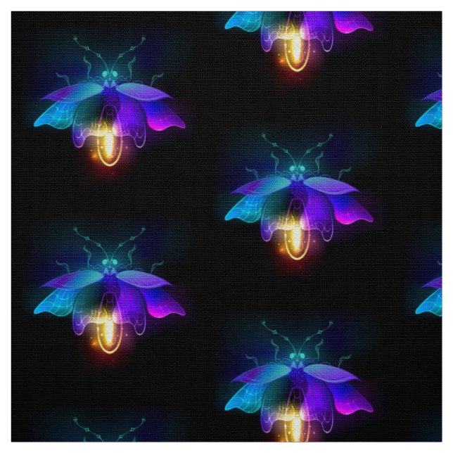 Neon Firefly on black Fabric (Swatch)