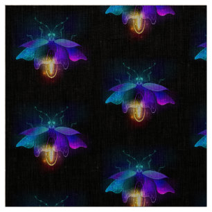 Neon Firefly on black Fabric
