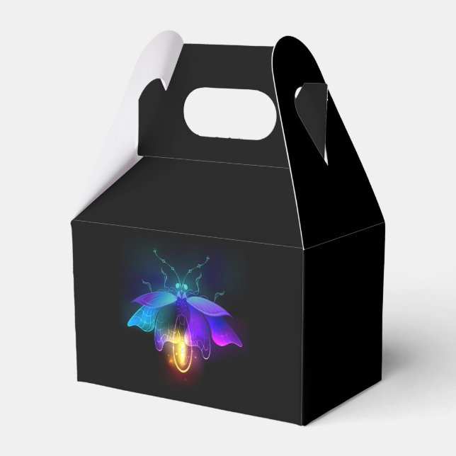 Neon Firefly on black Favor Box (Front Side)