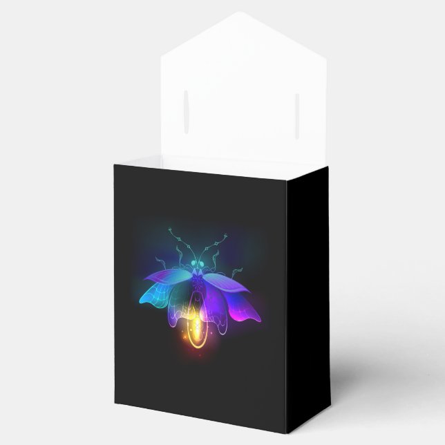 Neon Firefly on black Favor Box (Opened)