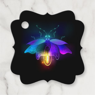 Neon Firefly on black Favour Tags