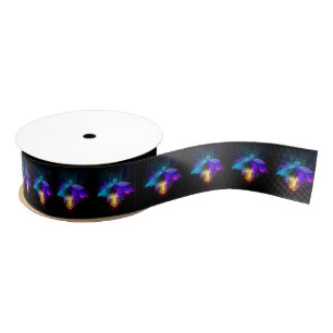Neon Firefly on black Grosgrain Ribbon