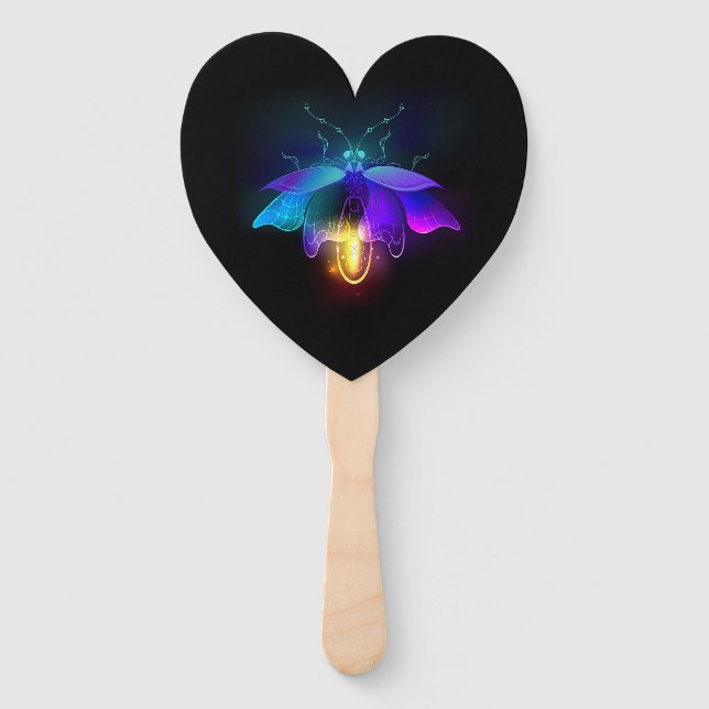 Neon Firefly on black Hand Fan (Front)