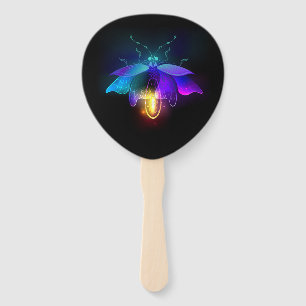 Neon Firefly on black Hand Fan