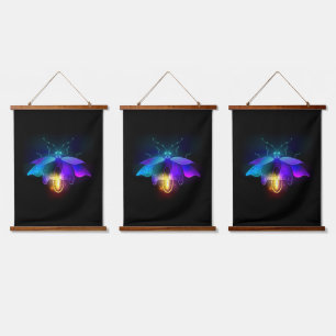 Neon Firefly on black Hanging Tapestry