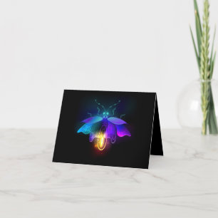 Neon Firefly on black Holiday Card