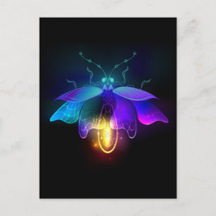 Neon Firefly on black Invitation Postcard