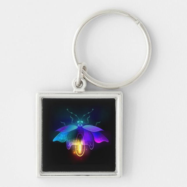 Neon Firefly on black Keychain (Front)