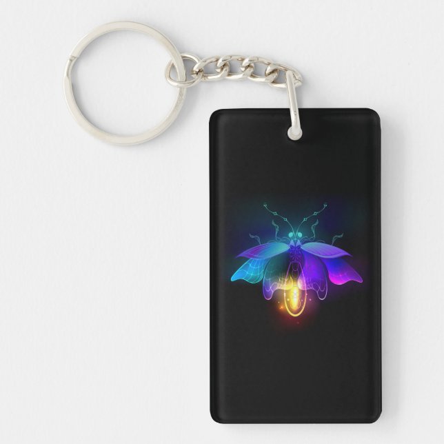 Neon Firefly on black Keychain (Front)